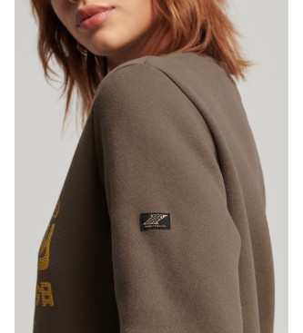 Superdry Sweatshirt avec col ras du cou et logo Vintage avec garnitures marron