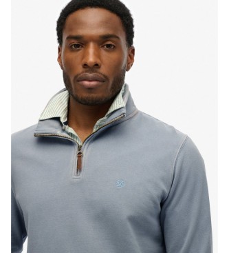 Superdry Classic Essential Half-sweatshirt med halv lynlås i denimblå