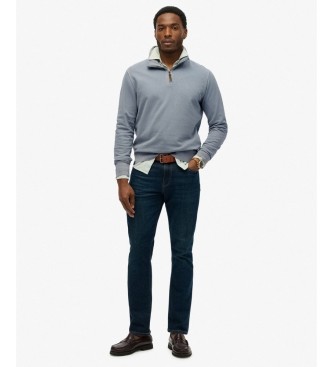 Superdry Classic Essential Half-sweatshirt med halv lynlås i denimblå