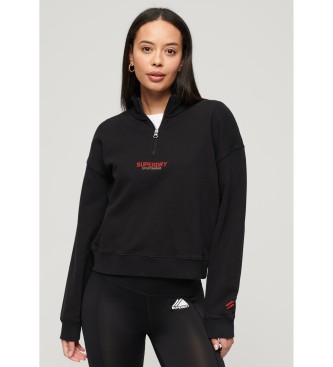Superdry Sportswear Sweatshirt mit halbem Reiverschluss schwarz