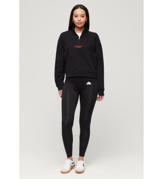 Superdry Sportswear sweatshirt med halv dragkedja svart