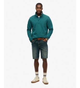 Superdry Grüner Classic Pique Pullover mit halbem Reißverschluss