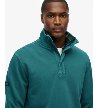 Superdry Grüner Classic Pique Pullover mit halbem Reißverschluss