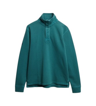 Superdry Grüner Classic Pique Pullover mit halbem Reißverschluss