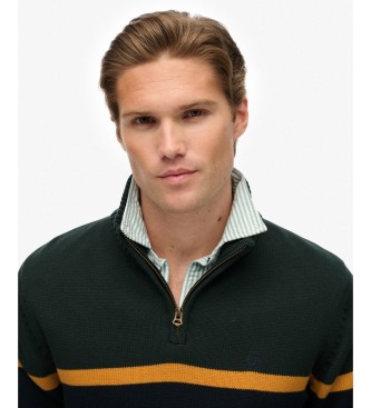 Superdry Jersey met halve rits Stripe groen