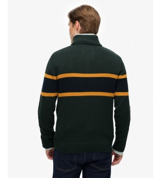 Superdry Jersey met halve rits Stripe groen
