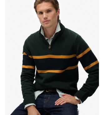 Superdry Jersey met halve rits Stripe groen