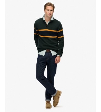 Superdry Jersey met halve rits Stripe groen