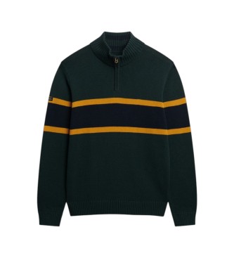 Superdry Jersey met halve rits Stripe groen