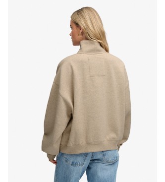 Superdry Sweat-shirt à demi-fermeture éclair Country Club beige