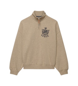 Superdry Sweat-shirt à demi-fermeture éclair Country Club beige