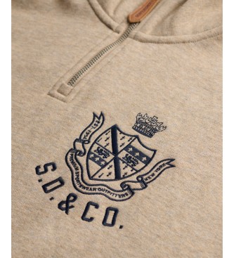 Superdry Sweat-shirt à demi-fermeture éclair Country Club beige