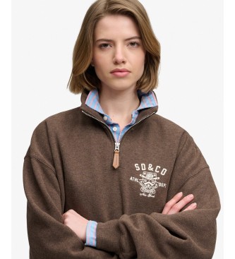 Superdry Brown Country Club half-zip hoodie