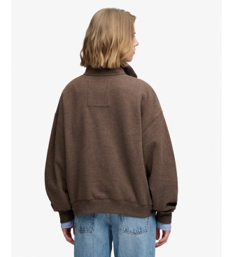 Superdry Brown Country Club half-zip hoodie