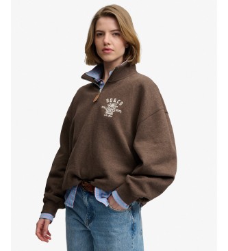 Superdry Brown Country Club half-zip hoodie