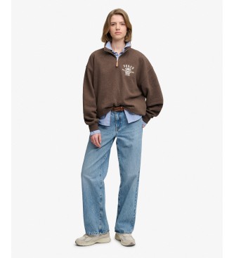 Superdry Brown Country Club half-zip hoodie