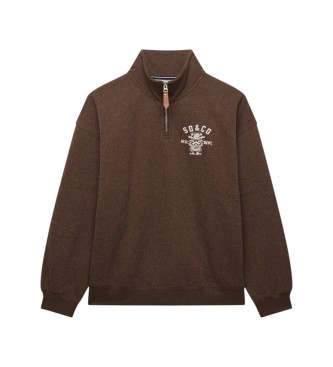 Superdry Brown Country Club half-zip hoodie
