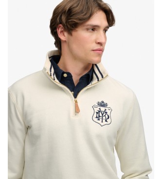 Superdry Beige Gothic Varsity sweatshirt med halv lynlås