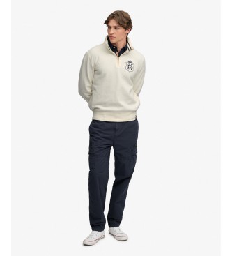 Superdry Beige Gothic Varsity sweatshirt med halv lynlås