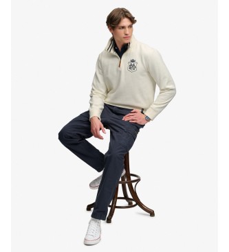 Superdry Beige Gothic Varsity sweatshirt med halv lynlås