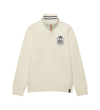 Superdry Beige Gothic Varsity sweatshirt med halv lynlås