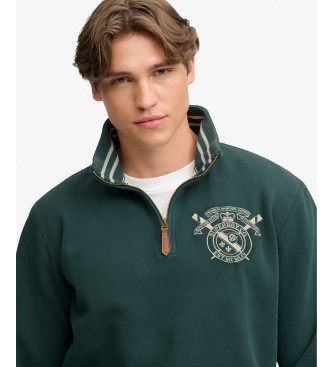 Superdry Grøn Gothic Varsity sweatshirt med halv lynlås