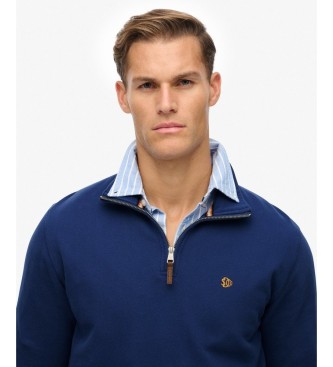 Superdry Preppy marineblå sweatshirt med halv lynlås