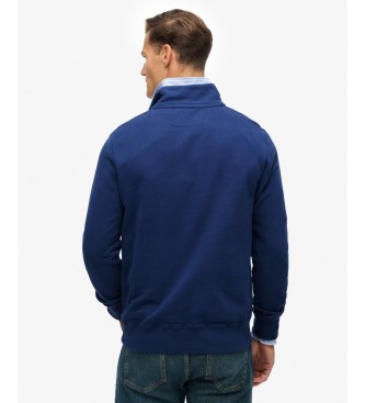 Superdry Preppy marineblå sweatshirt med halv lynlås