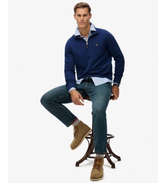 Superdry Preppy marineblå sweatshirt med halv lynlås