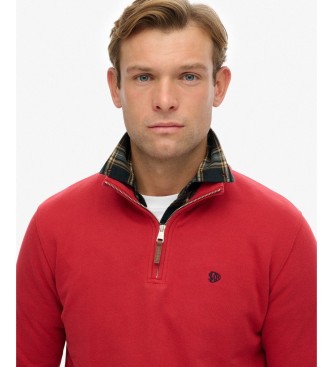Superdry Preppy rød sweatshirt med halv lynlås