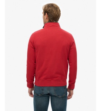 Superdry Preppy rød sweatshirt med halv lynlås