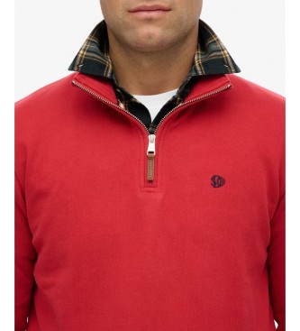 Superdry Preppy rød sweatshirt med halv lynlås