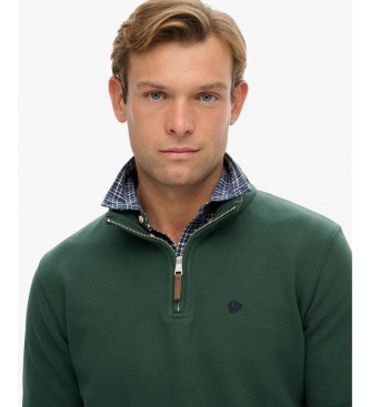 Superdry Preppy grøn sweatshirt med halv lynlås