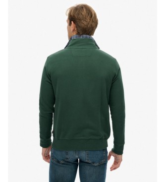 Superdry Preppy grøn sweatshirt med halv lynlås