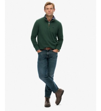 Superdry Preppy grøn sweatshirt med halv lynlås