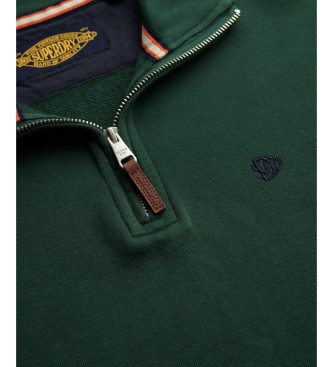 Superdry Preppy grøn sweatshirt med halv lynlås