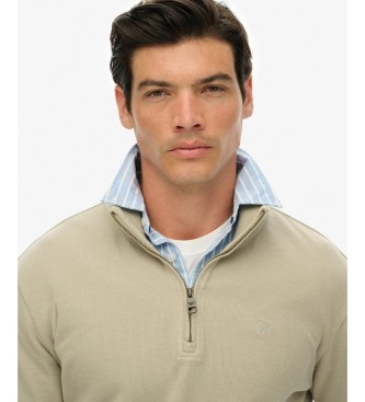 Superdry Sweatshirt med halv lynlås RIB beige