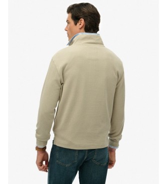 Superdry Sweatshirt med halv lynlås RIB beige