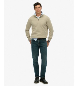 Superdry Sweatshirt med halv lynlås RIB beige