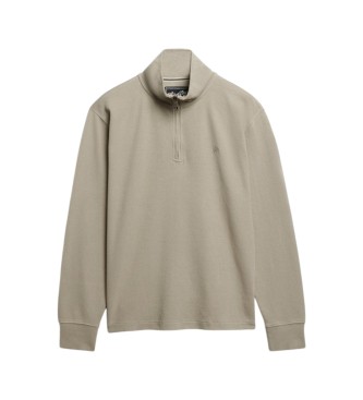 Superdry Sweatshirt med halv lynlås RIB beige