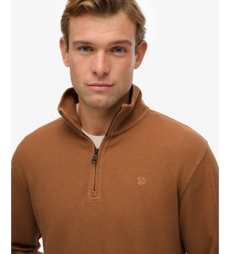 Superdry Sweatshirt med halv lynlås RIB brun