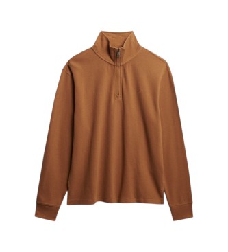 Superdry Sweatshirt med halv lynlås RIB brun