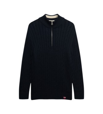 Superdry Slouchy-Strickjacke mit halbem Reißverschluss in Marineblau