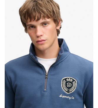 Superdry Vintage Athletic Half-sweatshirt med halv lynlås, blå
