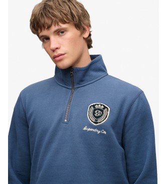 Superdry Vintage Athletic Half-sweatshirt med halv lynlås, blå