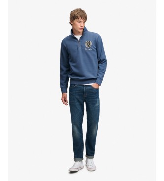 Superdry Vintage Athletic Half-sweatshirt med halv lynlås, blå