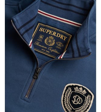 Superdry Vintage Athletic Half-sweatshirt med halv lynlås, blå