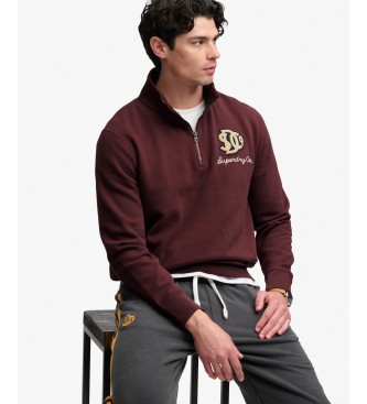 Superdry Vintage Athletic bordeaux sweatshirt med halv lynlås