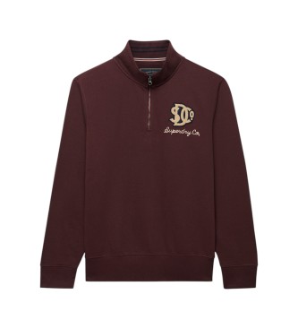 Superdry Vintage Athletic bordeaux sweatshirt med halv lynlås