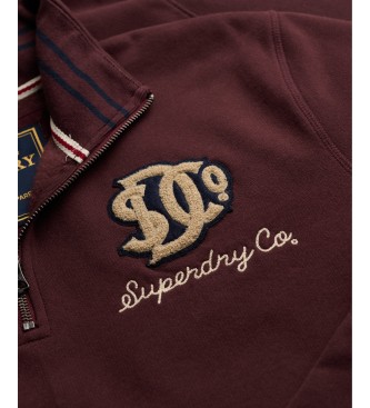 Superdry Vintage Athletic bordeaux sweatshirt med halv lynlås